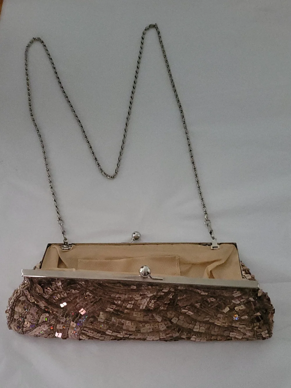 Sequin Evening Clutch with Chain Strap